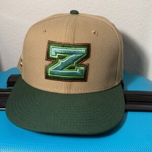 New Era New Orleans Zephyrs MiLab Tan Fitted Cap with Green Logo Size 7 3/8